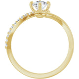 14K Gold Round Natural Diamond Accented Bypass Ring – 5mm Stones - Yellow Gold - view 7