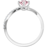 14K Gold Round Natural Pink Morganite Accented Bypass Ring - White Gold - view 7