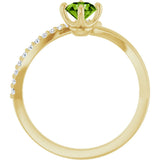 14K Gold Round Natural Peridot Accented Bypass Ring - Yellow Gold - view 7