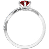 Platinum Round Natural Mozambique Garnet Accented Bypass Ring - view 7