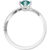 14K Gold Round Lab-Grown Alexandrite Accented Bypass Ring - White Gold - view 7