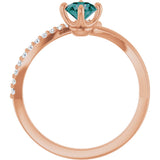 14K Gold Round Lab-Grown Alexandrite Accented Bypass Ring - Rose Gold - view 7