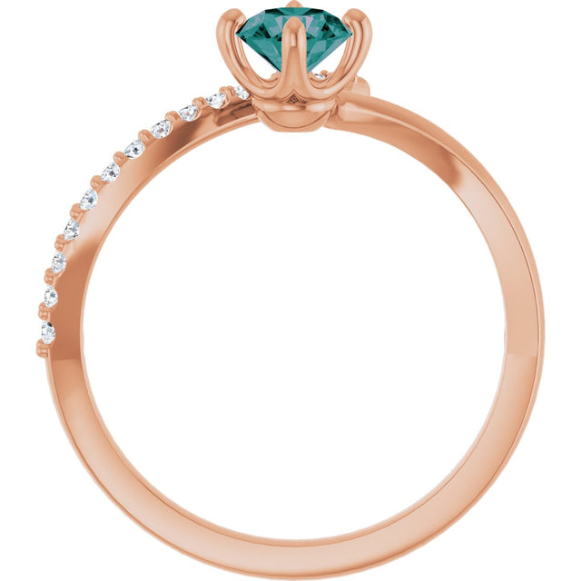 14K Gold Round Lab-Grown Alexandrite Accented Bypass Ring - Rose Gold - view 7