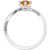 Platinum Round Natural Citrine Accented Bypass Ring - view 7