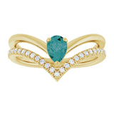 14K Gold Pear Lab-Grown Alexandrite & Natural Diamond Negative Space V Ring - Yellow Gold - view 3