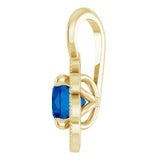 14K Gold Round Lab-Grown Blue Sapphire & Natural Diamond Halo-Style Pendant – 0.04 CTW - Yellow Gold - view 3