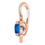 14K Gold Round Lab-Grown Blue Sapphire & Natural Diamond Halo-Style Pendant – 0.04 CTW - Rose Gold - view 3