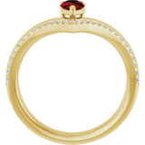 14K Gold Pear Natural Mozambique Garnet & Natural Diamond Negative Space V Ring - Yellow Gold - view 2