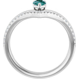 14K Gold Pear Lab-Grown Alexandrite & Natural Diamond Negative Space V Ring - White Gold - view 2