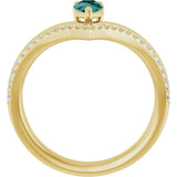 14K Gold Pear Lab-Grown Alexandrite & Natural Diamond Negative Space V Ring - Yellow Gold - view 2