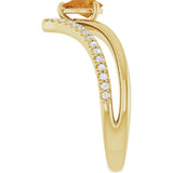 14K Gold Pear Natural Citrine & Natural Diamond Negative Space V Ring - Yellow Gold - view 4