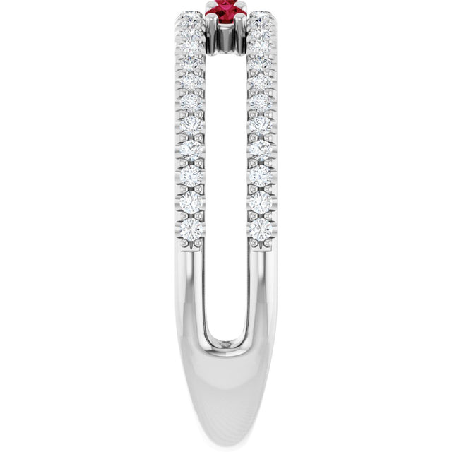 Platinum Round Natural Ruby Negative Space Ring - view 9