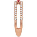 14K Gold Round Natural Ruby Negative Space Ring - Rose Gold - view 9