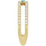 14K Gold Round Natural Aquamarine Negative Space Ring - Yellow Gold - view 9
