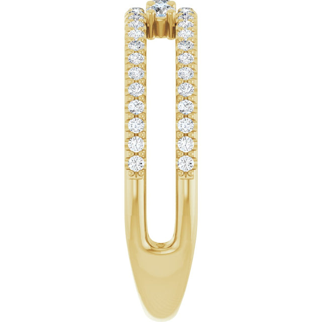 14K Gold Round Natural Diamond Negative Space Ring – 2mm Stones - Yellow Gold - view 9