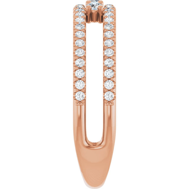 14K Gold Round Natural Diamond Negative Space Ring – 2mm Stones - Rose Gold - view 9