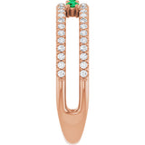14K Gold Round Lab-Grown Emerald Negative Space Ring - Rose Gold - view 9