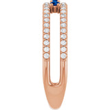 14K Gold Round Lab-Grown Blue Sapphire Negative Space Ring - Rose Gold - view 9