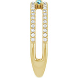 14K Gold Round Natural Blue Zircon Negative Space Ring - Yellow Gold - view 9