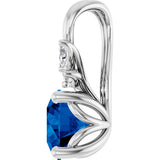 14K Gold Round Lab-Grown Blue Sapphire & Natural Diamond Accented Floral Necklace or Pendant - White Gold - view 2