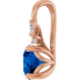 14K Gold Round Natural Blue Sapphire & Natural Diamond Accented Floral Necklace or Pendant - Rose Gold - view 2