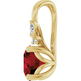 14K Gold Round Natural Mozambique Garnet & Natural Diamond Accented Floral Necklace or Pendant – 1/10 CTW - Yellow Gold - view 3