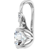 14K Gold Round Natural White Sapphire & Natural Diamond Accented Floral Necklace or Pendant - White Gold - view 2