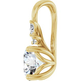 14K Gold Round Natural White Sapphire & Natural Diamond Accented Floral Necklace or Pendant - Yellow Gold - view 2