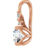 14K Gold Round Natural White Sapphire & Natural Diamond Accented Floral Necklace or Pendant - Rose Gold - view 2