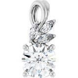 Platinum Round Natural White Sapphire & Natural Diamond Accented Floral Necklace or Pendant