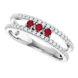 14K Gold Round Natural Ruby Negative Space Ring - White Gold - view 10