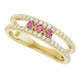 14K Gold Round Natural Pink Tourmaline Negative Space Ring - Yellow Gold - view 10