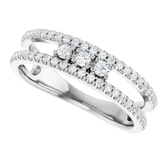 Platinum Round Natural Diamond Negative Space Ring – 2mm Stones - view 10