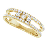 14K Gold Round Natural Diamond Negative Space Ring – 2mm Stones - Yellow Gold - view 10