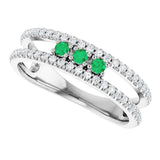Platinum Round Natural Emerald Negative Space Ring - view 10