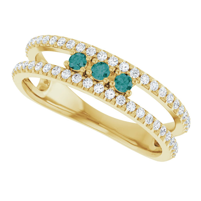 14K Gold Round Lab-Grown Alexandrite Negative Space Ring - Yellow Gold - view 10