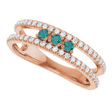 14K Gold Round Lab-Grown Alexandrite Negative Space Ring - Rose Gold - view 10