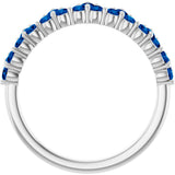 Platinum Round Natural Blue Sapphire Accented Crown Ring - view 12