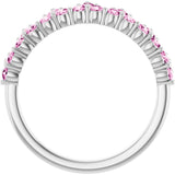Platinum Round Natural Pink Sapphire Accented Crown Ring - view 12