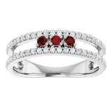 Platinum Round Natural Mozambique Garnet Negative Space Ring - view 8