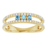 14K Gold Round Natural Aquamarine Negative Space Ring - Yellow Gold - view 8