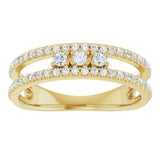 14K Gold Round Natural Diamond Negative Space Ring – 2mm Stones - Yellow Gold - view 8