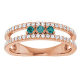 14K Gold Round Natural Alexandrite Negative Space Ring - Rose Gold - view 8