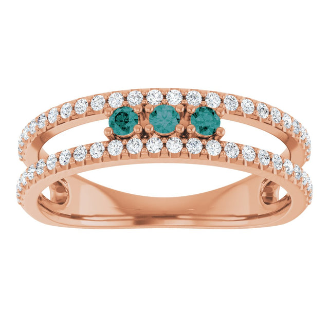 14K Gold Round Natural Alexandrite Negative Space Ring - Rose Gold - view 8