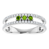 Platinum Round Natural Peridot Negative Space Ring - view 8