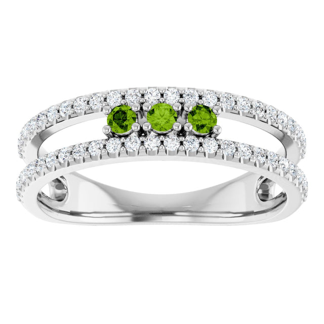 Platinum Round Natural Peridot Negative Space Ring - view 8