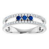 Platinum Round Lab-Grown Blue Sapphire Negative Space Ring - view 8