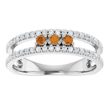 14K Gold Round Natural Citrine Negative Space Ring - White Gold - view 8