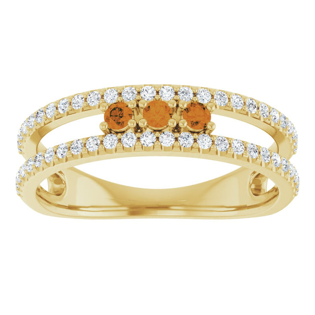 14K Gold Round Natural Citrine Negative Space Ring - Yellow Gold - view 8