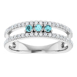 Platinum Round Natural Blue Zircon Negative Space Ring - view 8